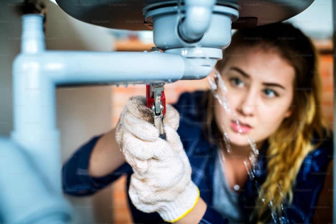 A homeowner using the HomeFlash app while working on a repair